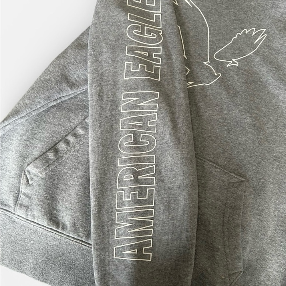 American Eagle Heather Grey Soft Graphic Hoodie Medium Gorpcore Classiccore - Picture 4 of 6